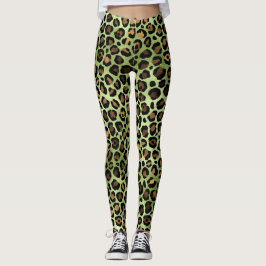 Exotic Green Leopard Print Leggings