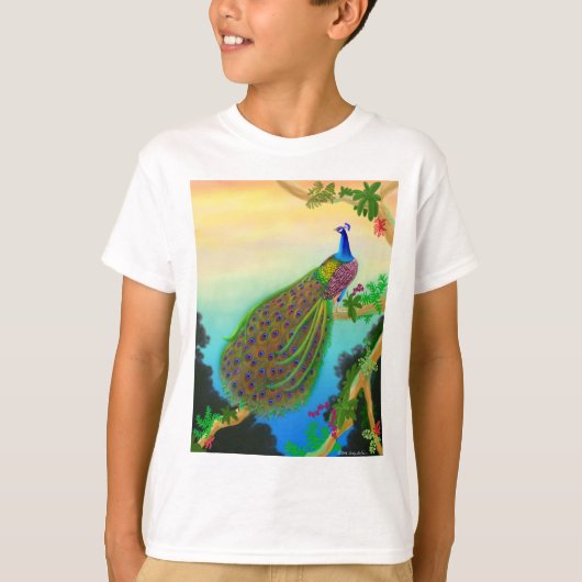 Exotic Green Peacock Kinder T-Shirt (Voorkant)