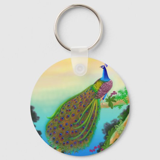 Exotic Green Peacock Sleutelhanger (Voorkant)
