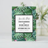 Exotic Green Tropical Leaders Pattern Save the Dat Save The Date (Staand voorkant)