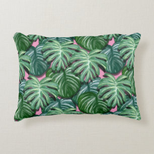 Exotic Green Tropical Leaves Pattern Accent Kussen