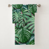 Exotic Green Tropical Leaves Pattern Bad Handdoek (Insitu)