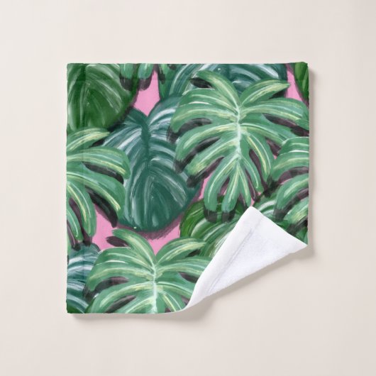 Exotic Green Tropical Leaves Pattern Bad Handdoek (Wasdoekje)