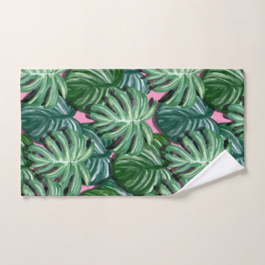 Exotic Green Tropical Leaves Pattern Bad Handdoek (Handdoek)