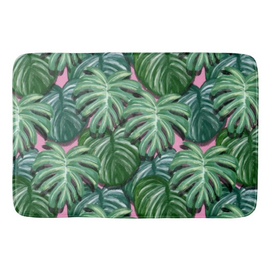 Exotic Green Tropical Leaves Pattern Badmat (Voorkant)