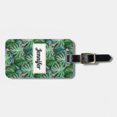 Exotic Green Tropical Leaves Pattern Bagagelabel (Voorkant horizontaal)