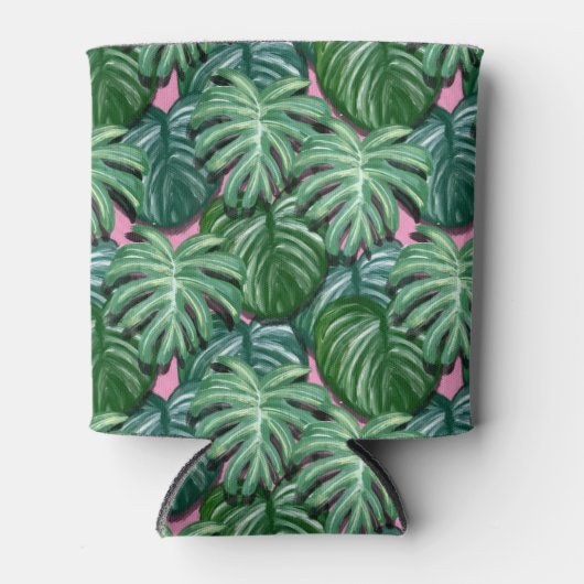 Exotic Green Tropical Leaves Pattern Blikjeskoeler (Voorkant)