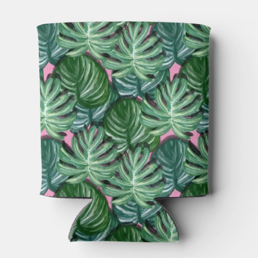 Exotic Green Tropical Leaves Pattern Blikjeskoeler (Achterkant)