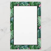 Exotic Green Tropical Leaves Pattern Briefpapier (Voorkant)