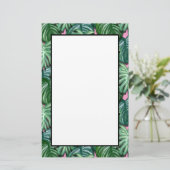 Exotic Green Tropical Leaves Pattern Briefpapier (Staand voorkant)