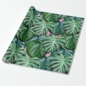 Exotic Green Tropical Leaves Pattern Cadeaupapier (Uitgerold)