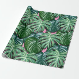 Exotic Green Tropical Leaves Pattern Cadeaupapier