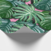 Exotic Green Tropical Leaves Pattern Cadeaupapier (Hoek)