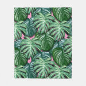 Exotic Green Tropical Leaves Pattern Fleece Deken (Voorkant)