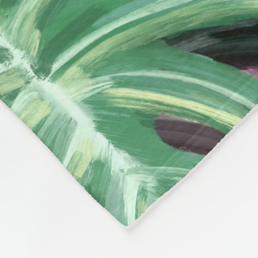Exotic Green Tropical Leaves Pattern Fleece Deken (Hoek)