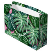 Exotic Green Tropical Leaves Pattern Groot Cadeauzakje (Achterkant Gekanteld)