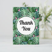 Exotic Green Tropical Leaves Pattern Hartelijk dan Bedankkaart (Staand voorkant)