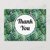 Exotic Green Tropical Leaves Pattern Hartelijk dan Briefkaart (Voorkant)