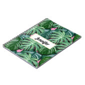 Exotic Green Tropical Leaves Pattern Notitieboek (Linkerzijde)