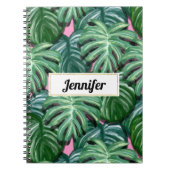 Exotic Green Tropical Leaves Pattern Notitieboek (Voorkant)