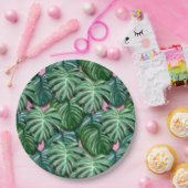 Exotic Green Tropical Leaves Pattern Papieren Bordje (Feest)