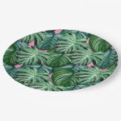 Exotic Green Tropical Leaves Pattern Papieren Bordje (Gekanteld)