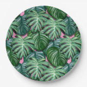 Exotic Green Tropical Leaves Pattern Papieren Bordje (Voorkant)