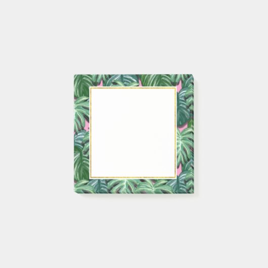 Exotic Green Tropical Leaves Pattern Post-it® Notes (Voorkant)