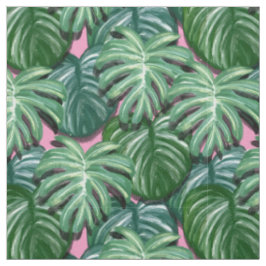 Exotic Green Tropical Leaves Pattern Stof