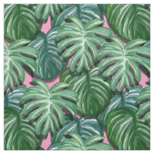 Exotic Green Tropical Leaves Pattern Stof