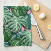 Exotic Green Tropical Leaves Pattern Theedoek (Quarter Fold)