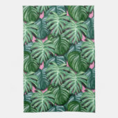 Exotic Green Tropical Leaves Pattern Theedoek (Verticaal)