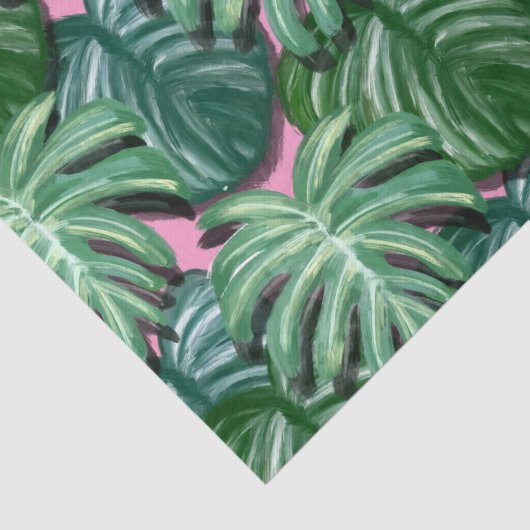 Exotic Green Tropical Leaves Pattern Tissuepapier (Detail)