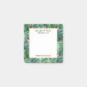 Exotic Green Tropical Leaves Pattern Weddenschap Post-it® Notes (Voorkant)