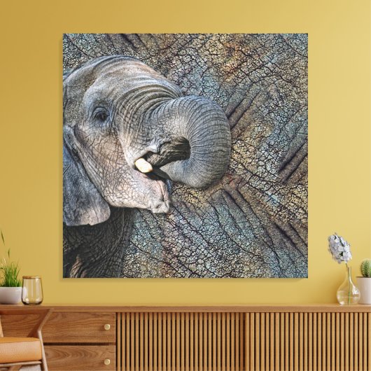 Exotic Grey Elephant Leather Camouflage Dierdier Canvas Afdruk (Insitu (Woonkamer))