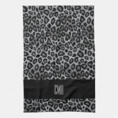 Exotic Grey Leopard Animal Patroon | Monogram Theedoek (Verticaal)