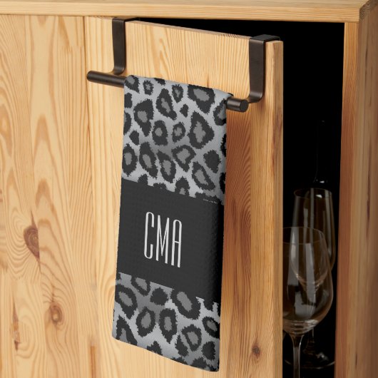 Exotic Grey Leopard Animal Patroon | Monogram Theedoek (Derde Gevouwen)