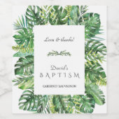 Exotic Hawaiian Tropical Floral Lijst Baptisme Wijn Etiket (Enkel label)
