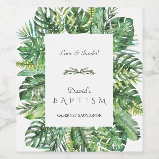 Exotic Hawaiian Tropical Floral Lijst Baptisme Wijn Etiket (Enkel label)