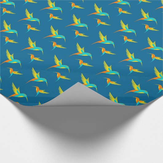 Exotic Hummingbird Blue Cadeaupapier (Hoek)