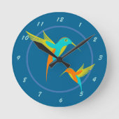 Exotic Hummingbird Blue Ronde Klok (Voorkant)