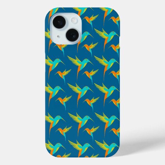 Exotic Hummingbird Pattern Blue Case-Mate iPhone Case (Achterkant)