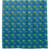 Exotic Hummingbird Pattern Blue Douchegordijn (Voorkant)