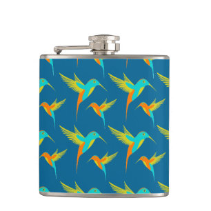 Exotic Hummingbird Pattern Blue Heupfles