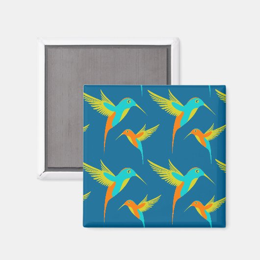 Exotic Hummingbird Pattern Blue Magneet (Voorkant / Achterkant)