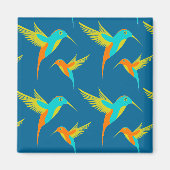 Exotic Hummingbird Pattern Blue Magneet (Voorkant)