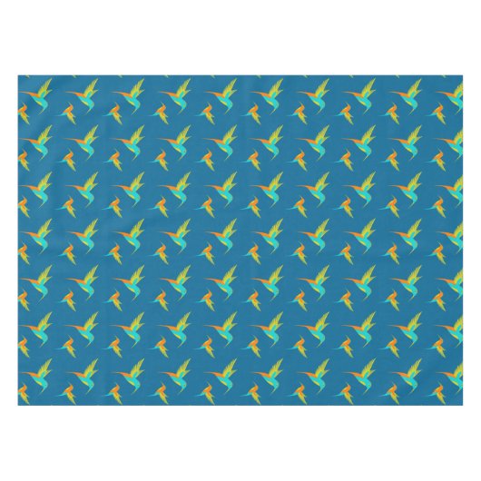 Exotic Hummingbird Pattern Blue Tafelkleed (Voorkant (Horizontaal))
