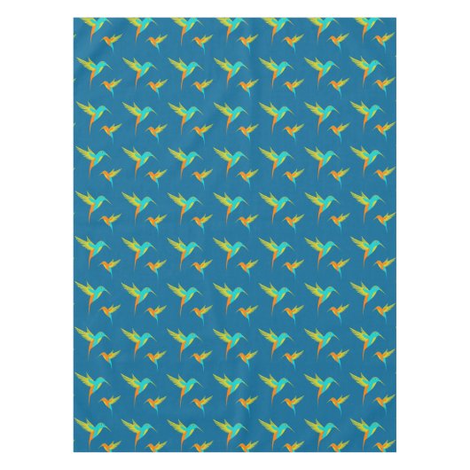 Exotic Hummingbird Pattern Blue Tafelkleed (Voorkant)
