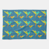 Exotic Hummingbird Pattern Blue  Theedoek (Horizontaal)