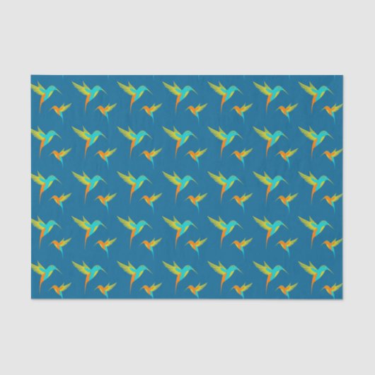 Exotic Hummingbird Pattern Blue Tissuepapier (Voorkant)